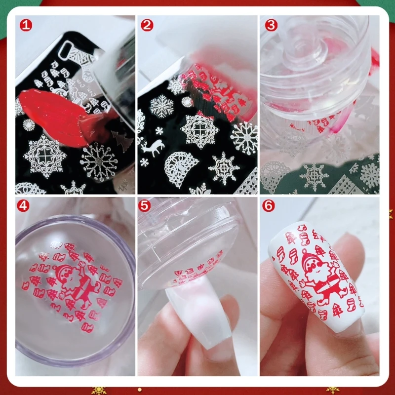 E1YE Christmas Stamping Plates Set Snowflakes Art Plates Template Christmas