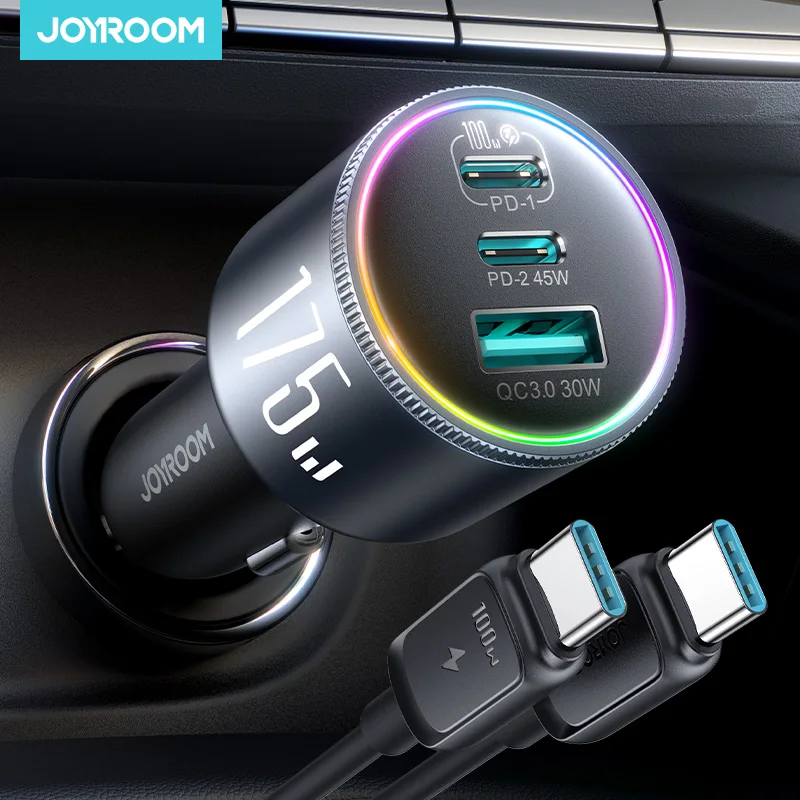 

Joyroom 175W USB C Car Charger 3-Ports QC 3.0 For Samsung iPhone 17 16 Xiaomi 100W Fast Charging Adapter CCN07