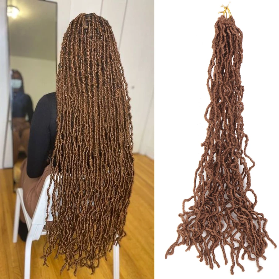 Synthetic Faux Locs Crochet Hair 30Inch Goddess Nu Locs Braids for Women Pre-looped Synthetic Soft Locs Braiding Hair Extensions