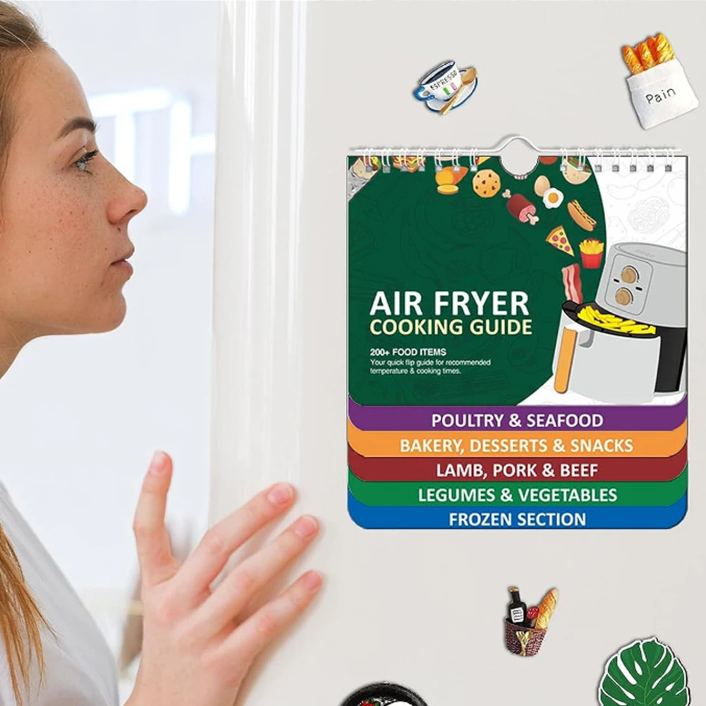 Air Fryer Cheat Sheet Magnets Temperature and Cooking Time Guide for Beginners and Advanced Users