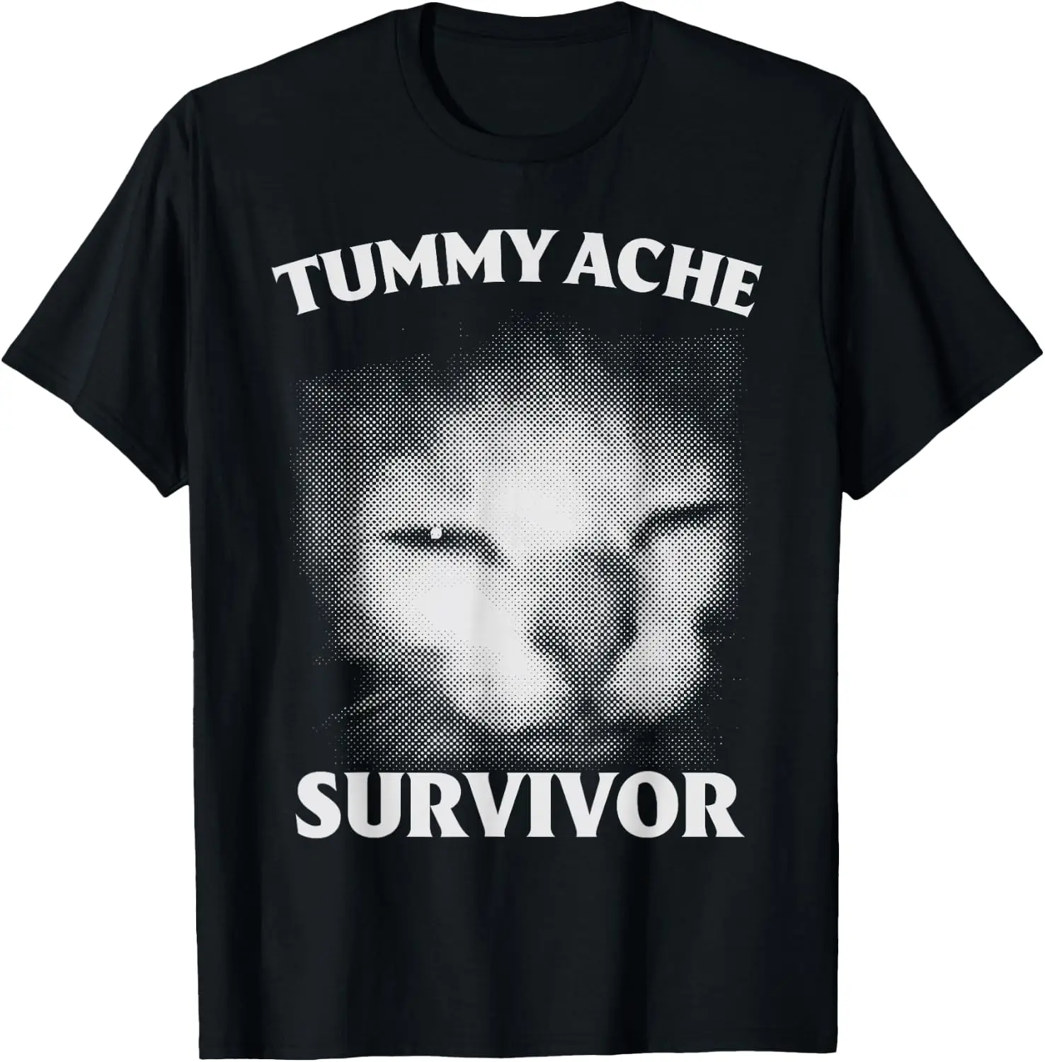Tummy Ache Survivor Silly Cat Humor Funny Meme Cats T-Shirt 100% Cotton Trendy Y2K Short-Sleeve Tee-Soft, Quick-Drying,