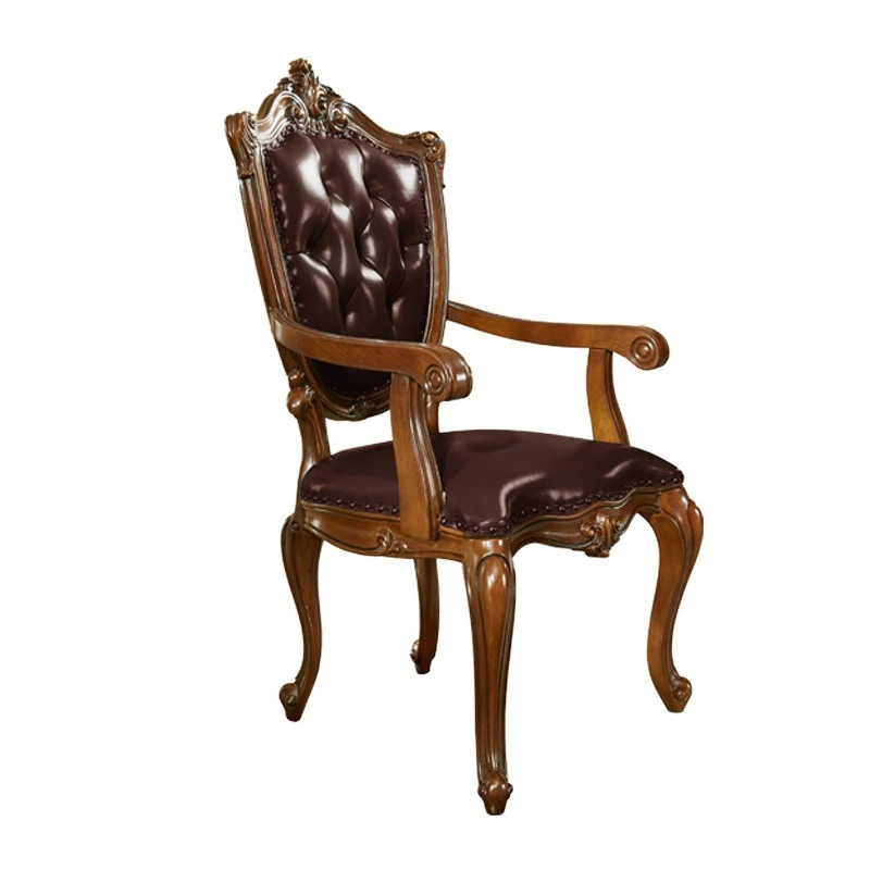 

Household leather leisure chair dining wholesale solid wood leather book chair ab