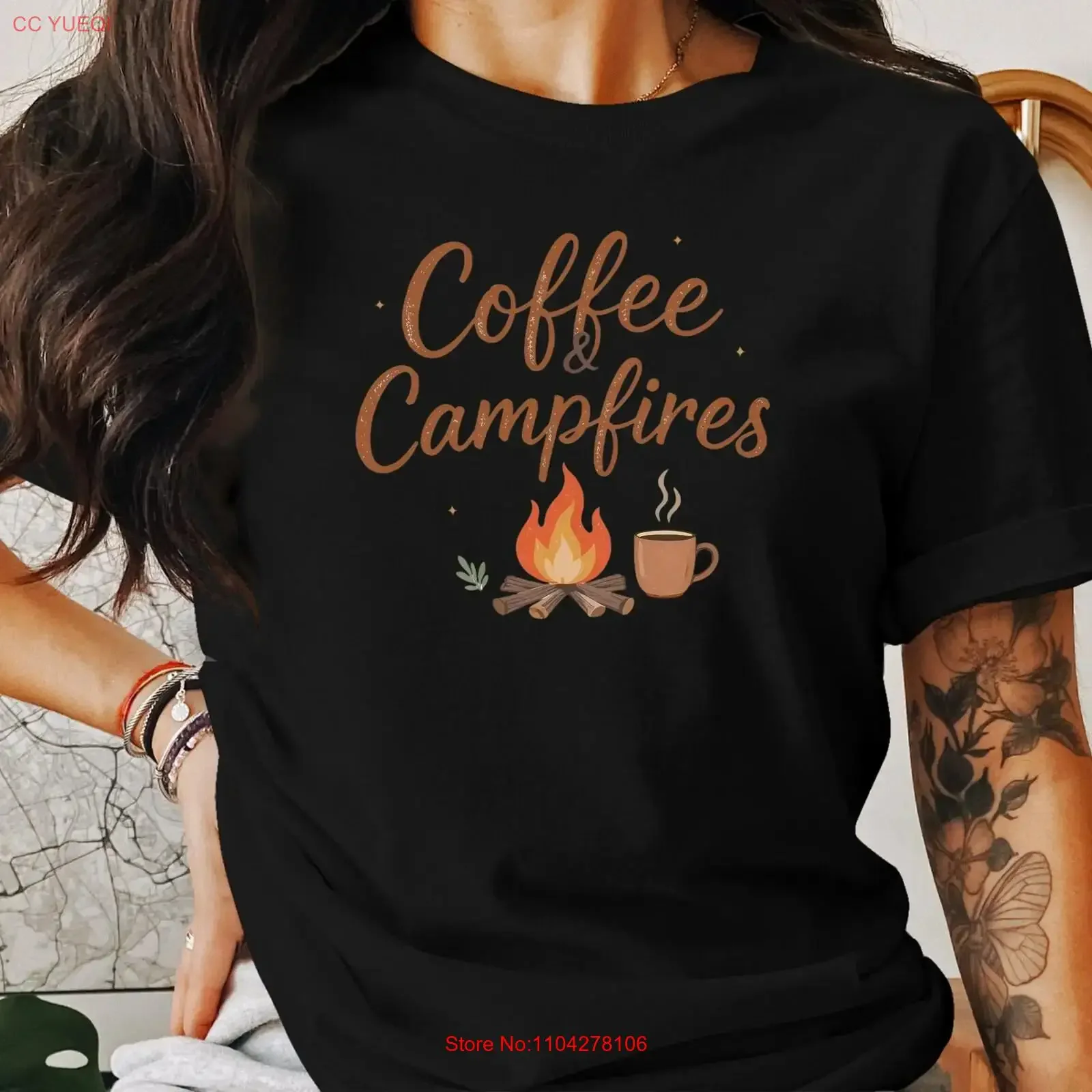 Coffee and Campfires T Shirt Campfire Lover Cozy Outdoor Camping Rustic Lovers Adventure vintage Washed graphic Stylish Unisex