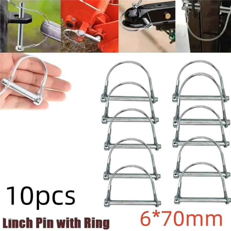 A76K 10 шт. 6X70 мм стопорный штифт вала W ушная арка D-образный стопорный штифт вала прицепа предохранительный штифт муфты для автомобилей лодок/прицепов