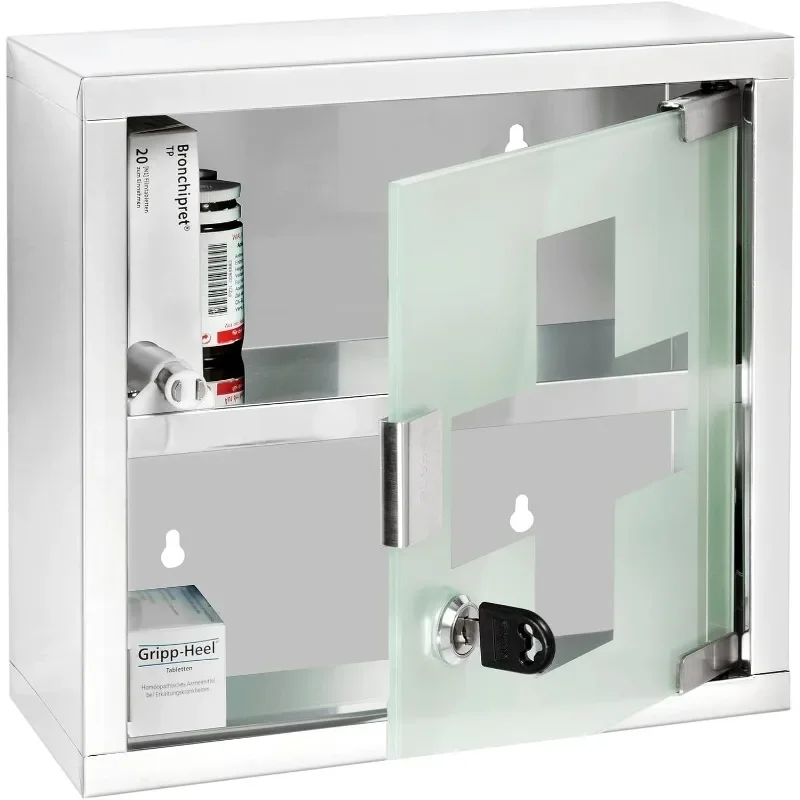 Medicine Cabinets with Lock, Wall Mounted Over The Toilet Storage Shelves, First Aid Bathroom Wall Cabinet