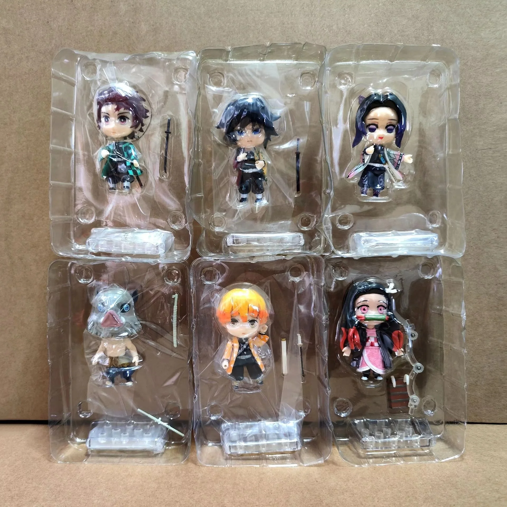 

Q версия 10 см аниме Demon Slayer серии Kamado Tanjirou Nezuko Zenitsu Inosuke Tomioka Giyuu фигурки модель куклы набор подарок