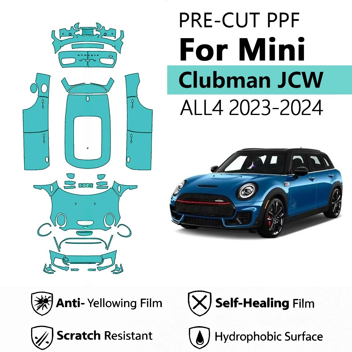 Pre-Cut Paint Protection Film PPF Transparent Car Film Automotive PPF Full Vehicle For Mini Clubman JCW ALL4 2023-2024