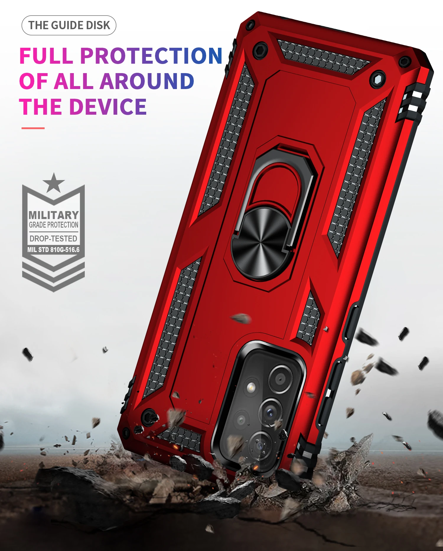 Fashion Armor Case For Samsung Galaxy A50 51 21S 12 32 70 A71 S21 S20 FE Ultra S10 S9 S8 Plus S10E 5G Metal Ring Anti-drop Cover