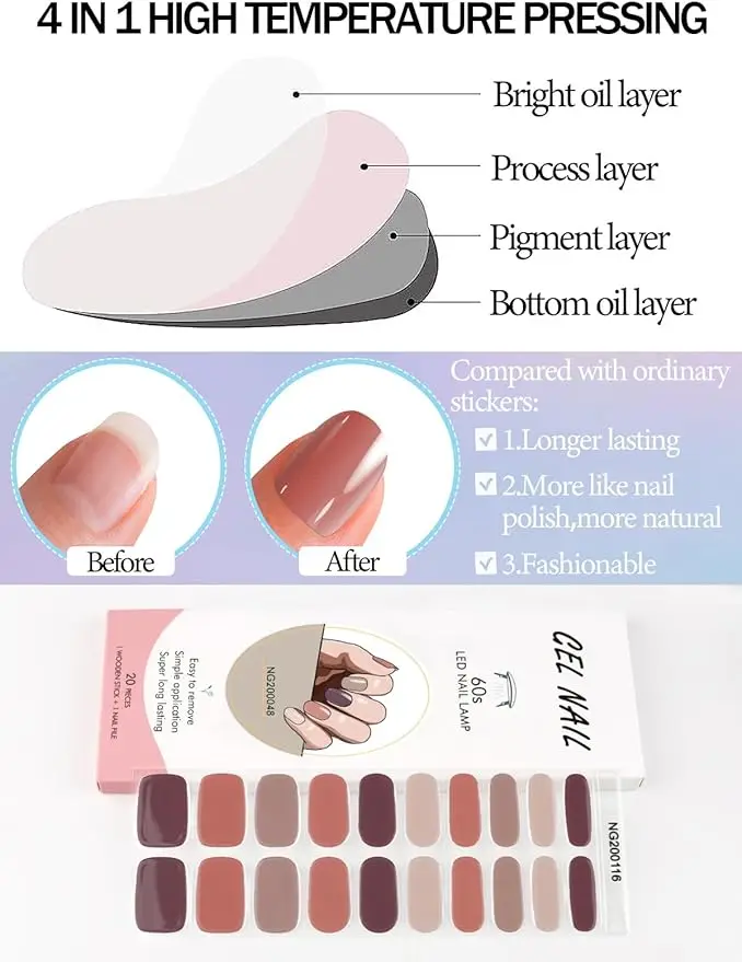 20 نصائح NG شبه علاج هلام مسمار ملصقات بلون شبه خبز ملصقات للأظافر غطاء كامل الأشعة فوق البنفسجية Led مصباح تحتاج مسمار الفن الديكور
