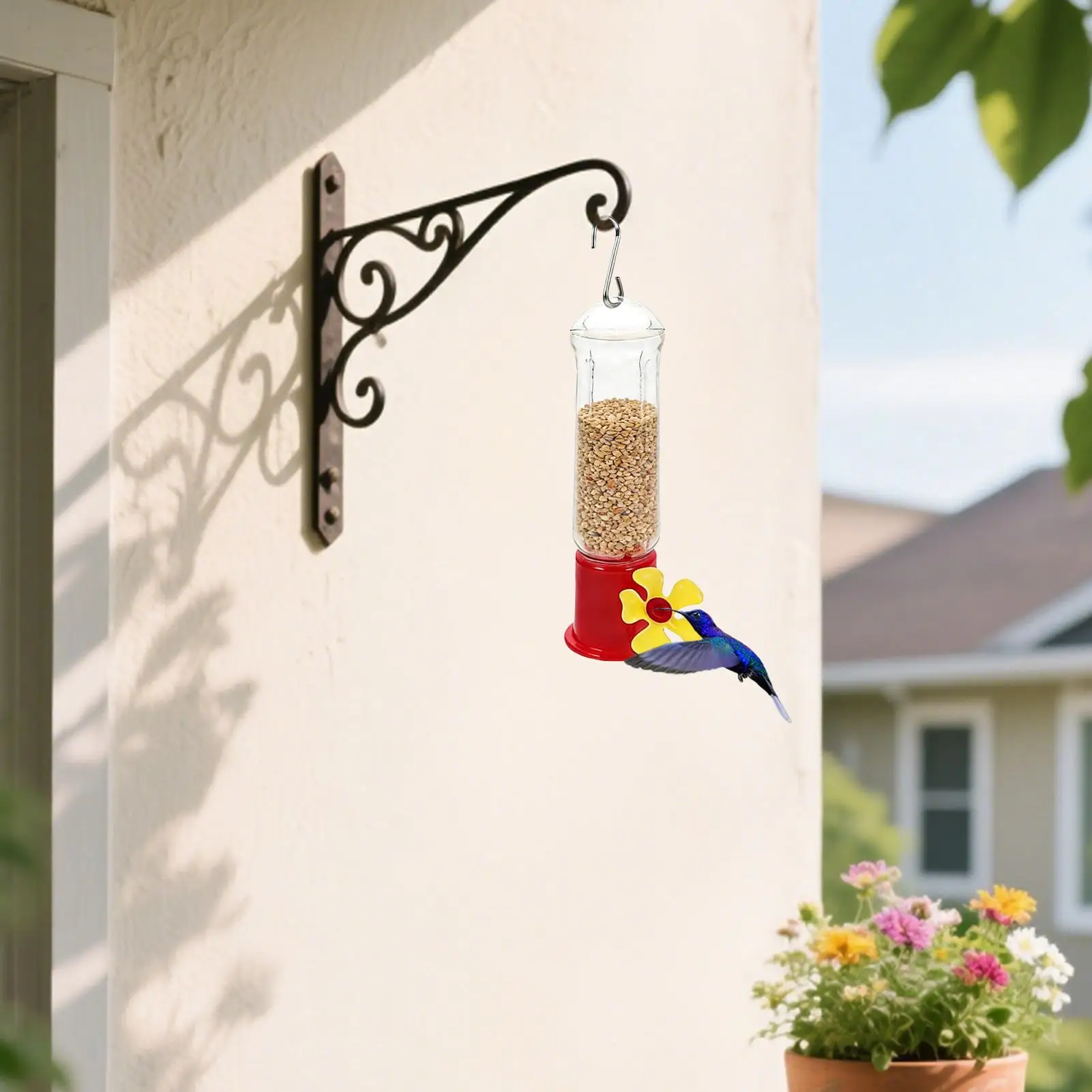 

Кормушки для колибри на открытом воздухе, прозрачная станция, 4-х предметная мини-кормушка для колибри с защитой от муравьев и пчел, с крючками из нержавеющей стали