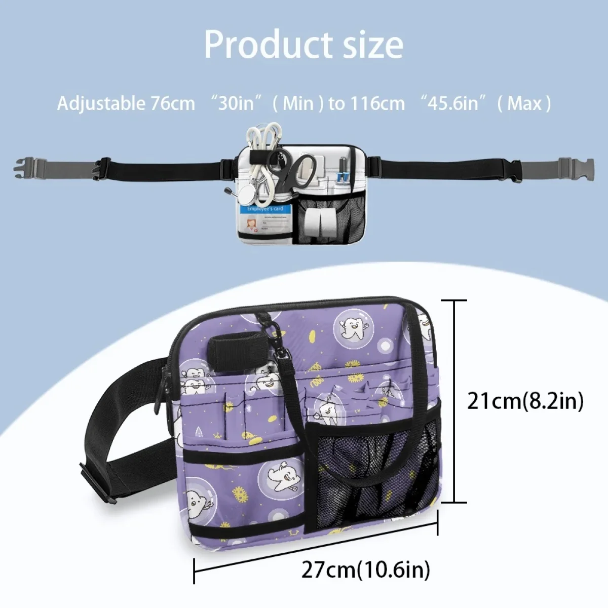 Cartoon Tooth Dental Medical Designer Women's Waist Bag for Stethoscope Emergency Medicine Storage Portable Waist Bag Gift 2023