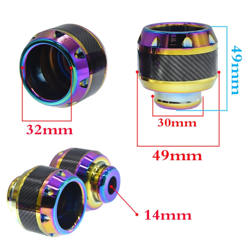 2PCS Burning Titanium Motorcycle Frame Slider Aluminum Front Fork Cup Falling Crush Protector Carbon Fiber for Motorbike Scooter