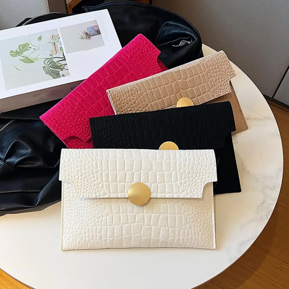 

Women Clutch Bag Envelope Shape Felt Clutch Bag Magnet Closure Change Purse Coin Cards Lipstick Phone Storage Handbag Purse