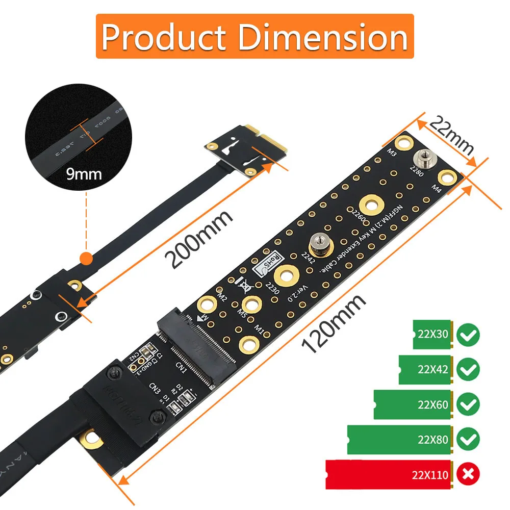 카드 추가 Mini PCIe Male To Key M Female 어댑터 Mini PCI-E to NVME NGFF M.2 Key M 라이저 컨버터, PCI-E 테스터 익스텐더 용