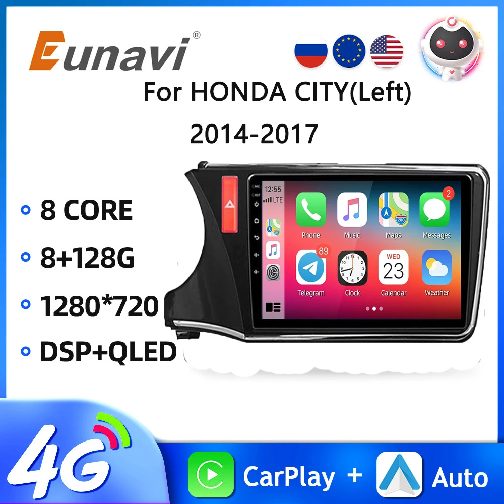 

Android 13 For HONDA CITY ( left ) 2014 -2017 Car RadioLeft Hand Driving Multimedia Player Navigation GPS 4G Carplay 2 Din