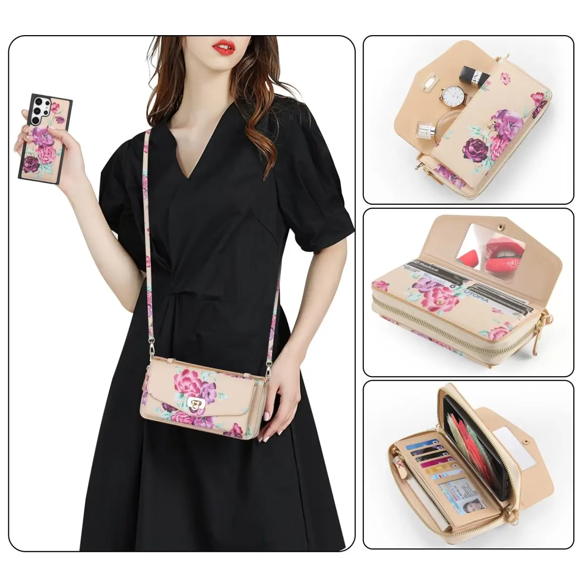 

Съемный магнитный чехол-кошелек на молнии для телефона Samsung Galaxy S23 S22 Plus Note 20 Ultra, ремешок на руку, кожаный чехол