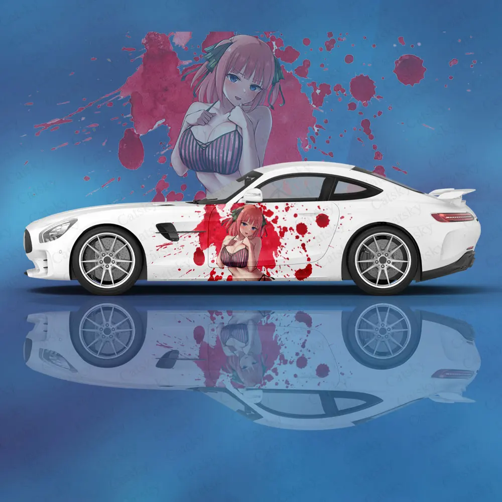 Seksi Anime gadis NakanoNino bungkus mobil melindungi stiker mobil stiker kreatif penampilan mobil modifikasi stiker dekorasi