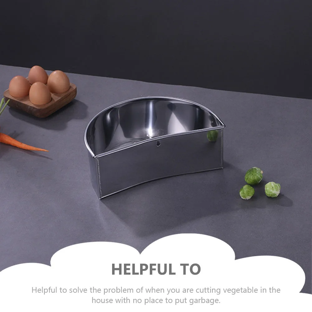 

1Pcs Stainless Steel Kitchen Waste Storage Basket Creative Design Cutting Board Side Trash Bin for Household Organizing