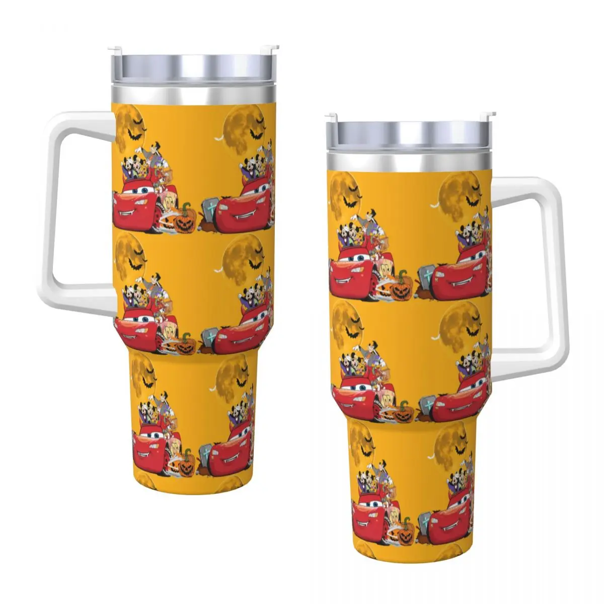 

Stainless Steel Tumbler Halloween Cars Spooky Lightning Mcqueen Thermal Cups Keep Heat Cold Hot Car Mugs Driving Water Bottle