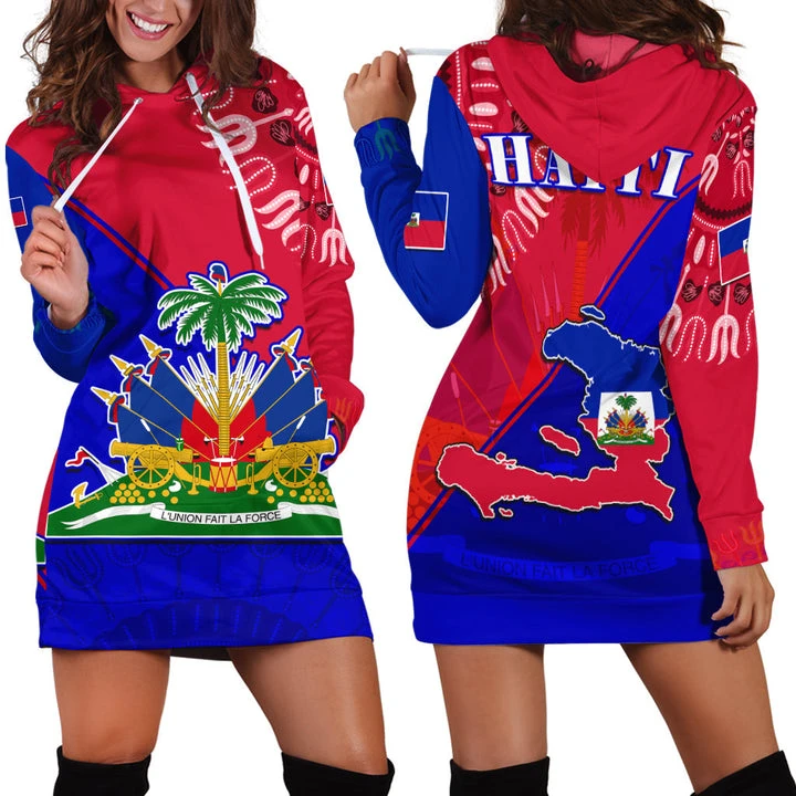 2023 New Fashion Flag Caribbean Sea Haiti Island Retro Harajuku 3DPrint Funny Pullover Casual Sexy Women Hoodie Dress