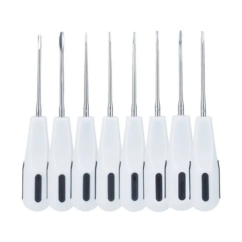 

8pcs/Set Dental Luxating Lift Elevators Clareador Curved Root Extracting Dentist Surgical Instrument With Plastic Handle