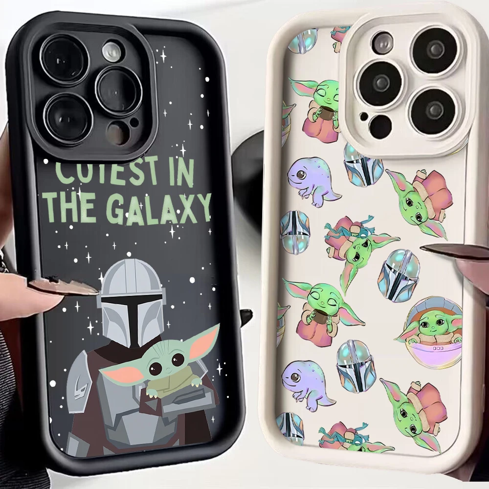 Cute S-Star W-Wars Baby Yoda Phone Case For Xiaomi Redmi 10 10C 12 12C K30 K40 K50 Note 10 11 12 13 Pro 5G Cover With Hand Strap