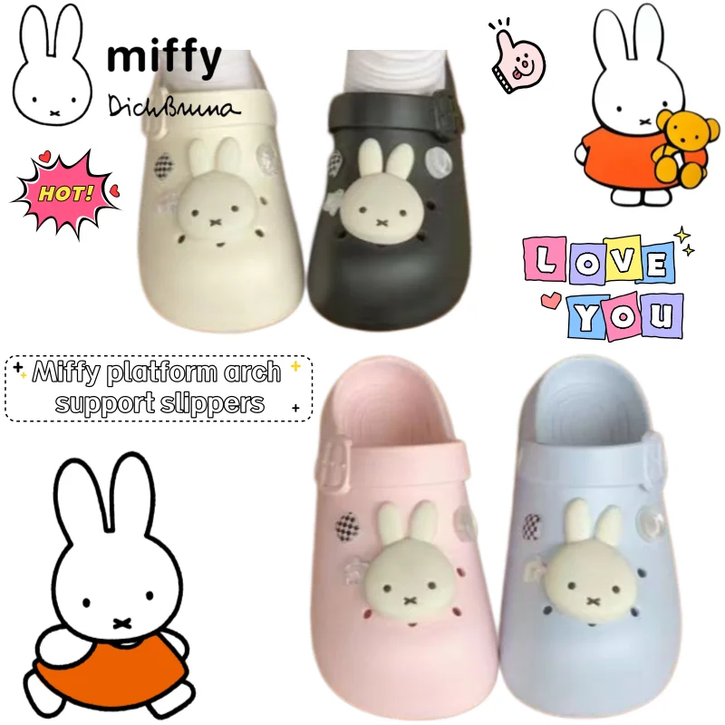 Neue Miffy zweidimensionale süße Animations-Plattform-Slipper mit Fußgewölbestütze, kreative Cartoon-Sommer-Anti-Rutsch-Strandschuhe