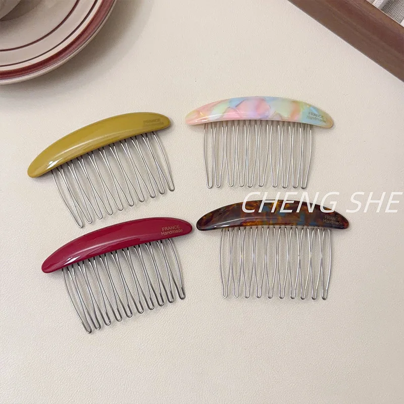 

French Elegant Acetate Arc Comb - Non Slip Hair Pin for Flyaway Hair Women Daily Casual Bangs Styling Tool