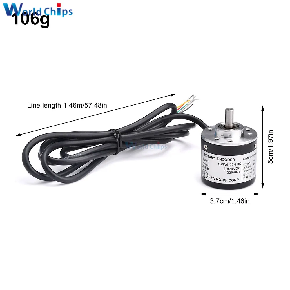 Pulsen Incrementele Optische Encoder 100P/R 200P/R 360P/R 400P/R 600P/R 1000P/R 1024P/R Ab 2-Fase 5-24V Encoder 6Mm Shaft