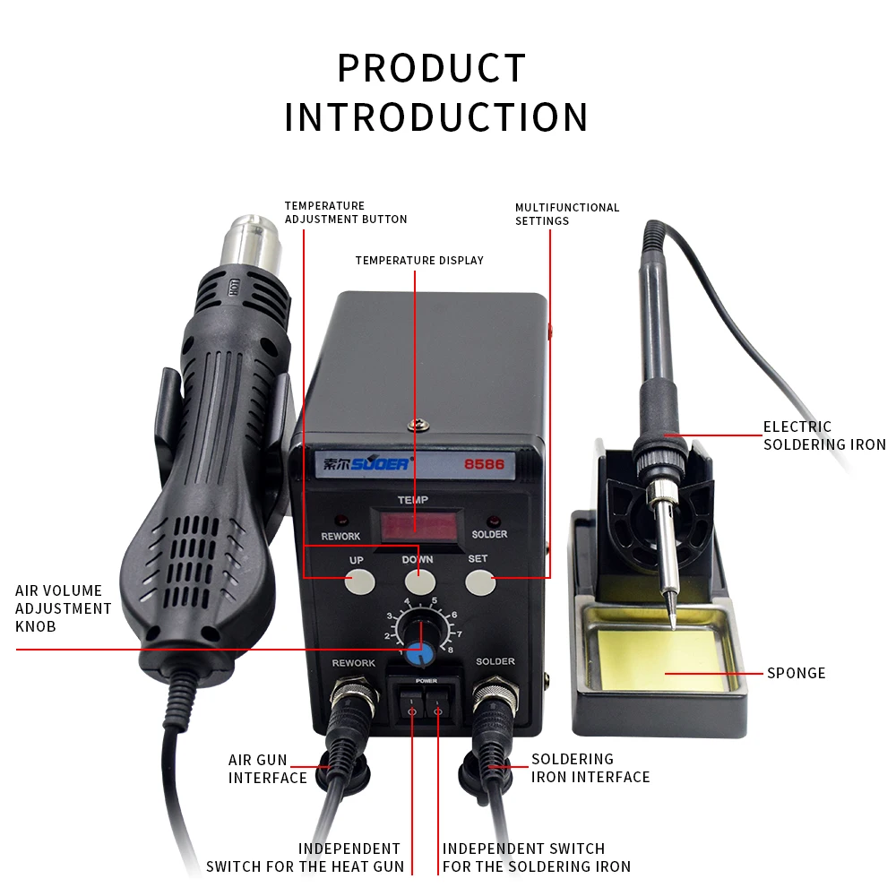 디지털 전기 휴대용 ESD 리워크 스테이션 전기 납땜 인두기 용접기 신형 휴대용 납땜 스테이션
