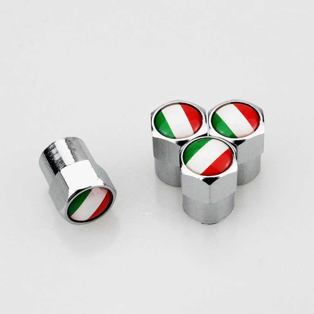 4 X Italian Flag Logo Metal Wheel Tire Valve Caps Covers Car Decoration Accessories for Fiat 500 Abarth 500x 5000L Panda