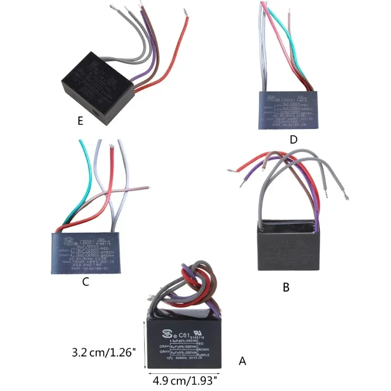 CBB61 Air Conditioner External Capacitor Motor Run Capacitor 250V 4.5+6+5UF 4.5+6+6UF 5+5+5UF 4+4+2.5UF 4+5+6UF