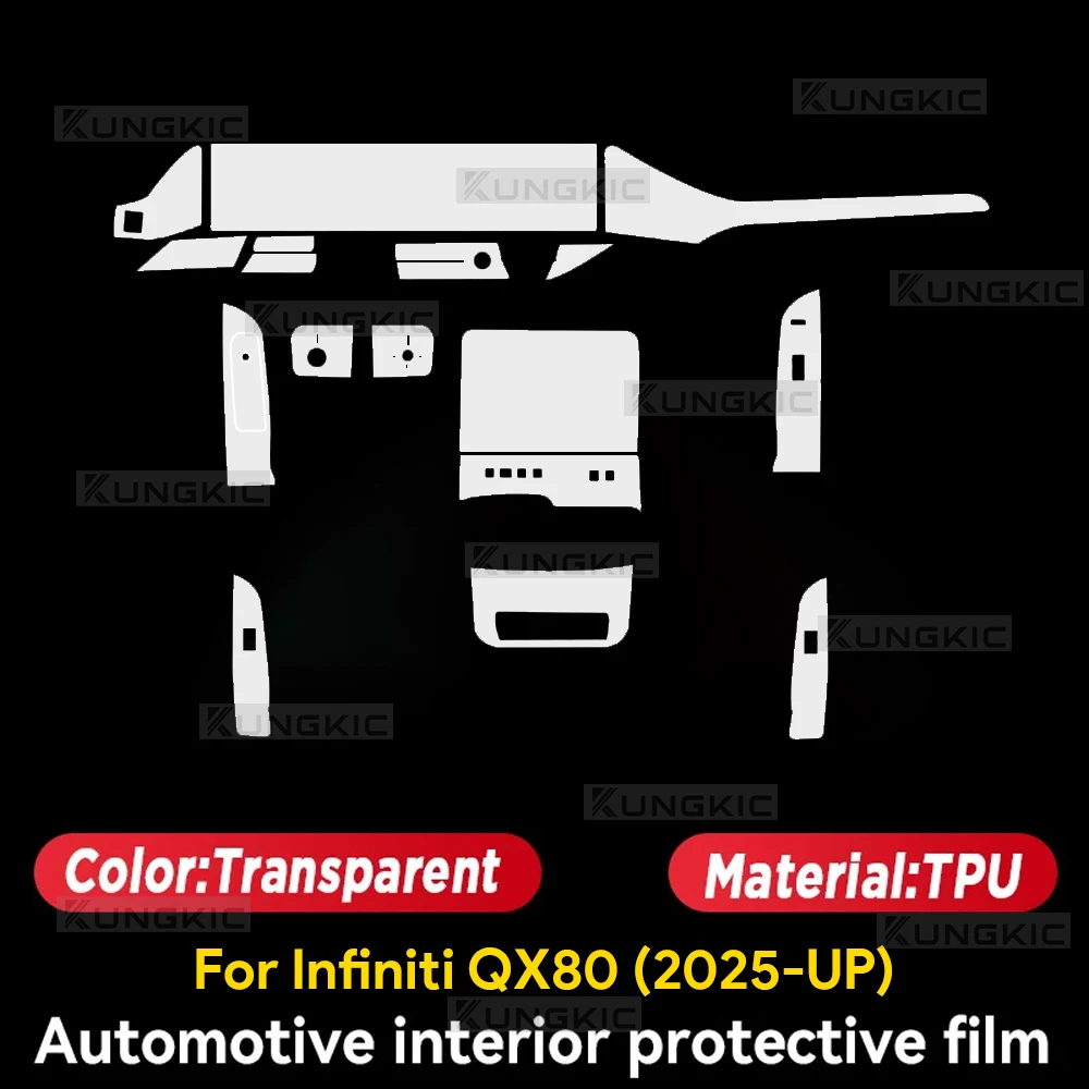 

Interior Film TPU Protective For Infiniti QX80 2025 2026 Car Center Gear Navigation Screen Anti-scratch Sticker Accessories