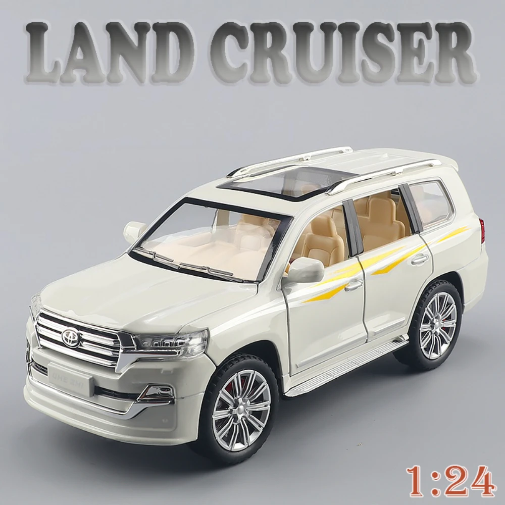 รถโมเดลแลนด์ครุยเซอร์ ปราโด LC250 ขนาด 1:24 ของเล่นรถโลหะหล่อขึ้นรูป ประตูเปิดได้ รถออฟโรด มีเสียง มีไฟ แบบดึงหลัง สำหรับเด็กผู้ชาย