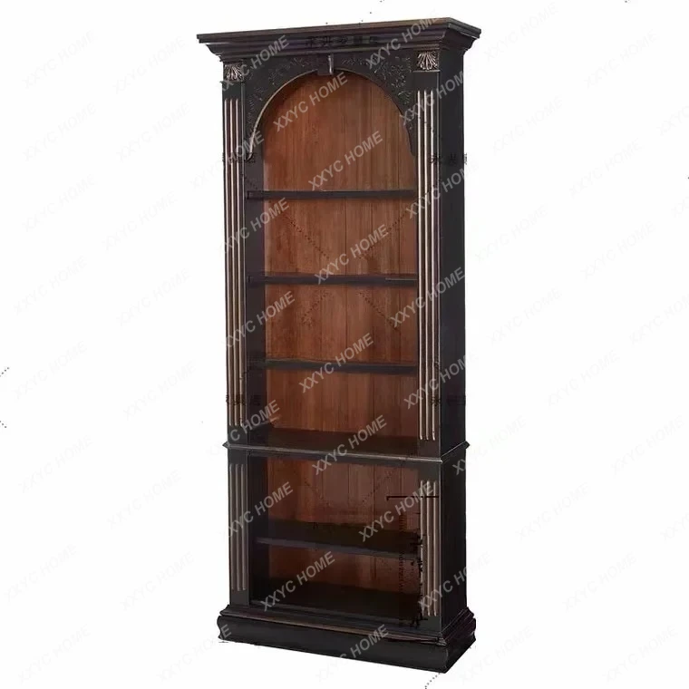 L Country Style Solid Wood Carved Vintage Living Room Storage Cabinet  Antique Display Cabinet