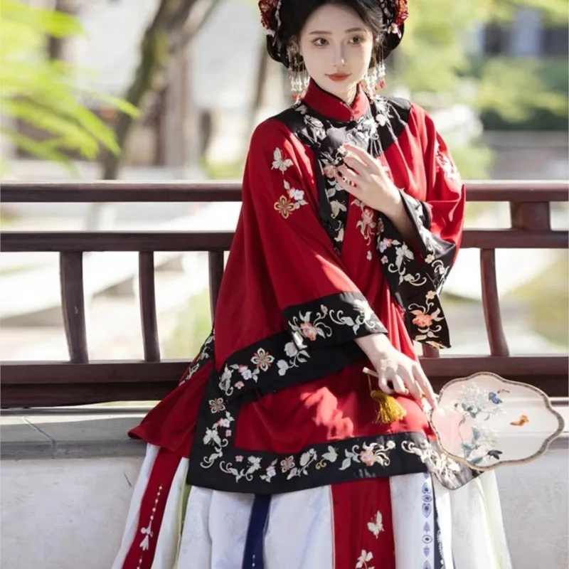 

Qing and Han Women's Clothing Hanfu Dynasty Plaid Merchant Jin Young Grandma Heavy Embroidery Clothes Suit