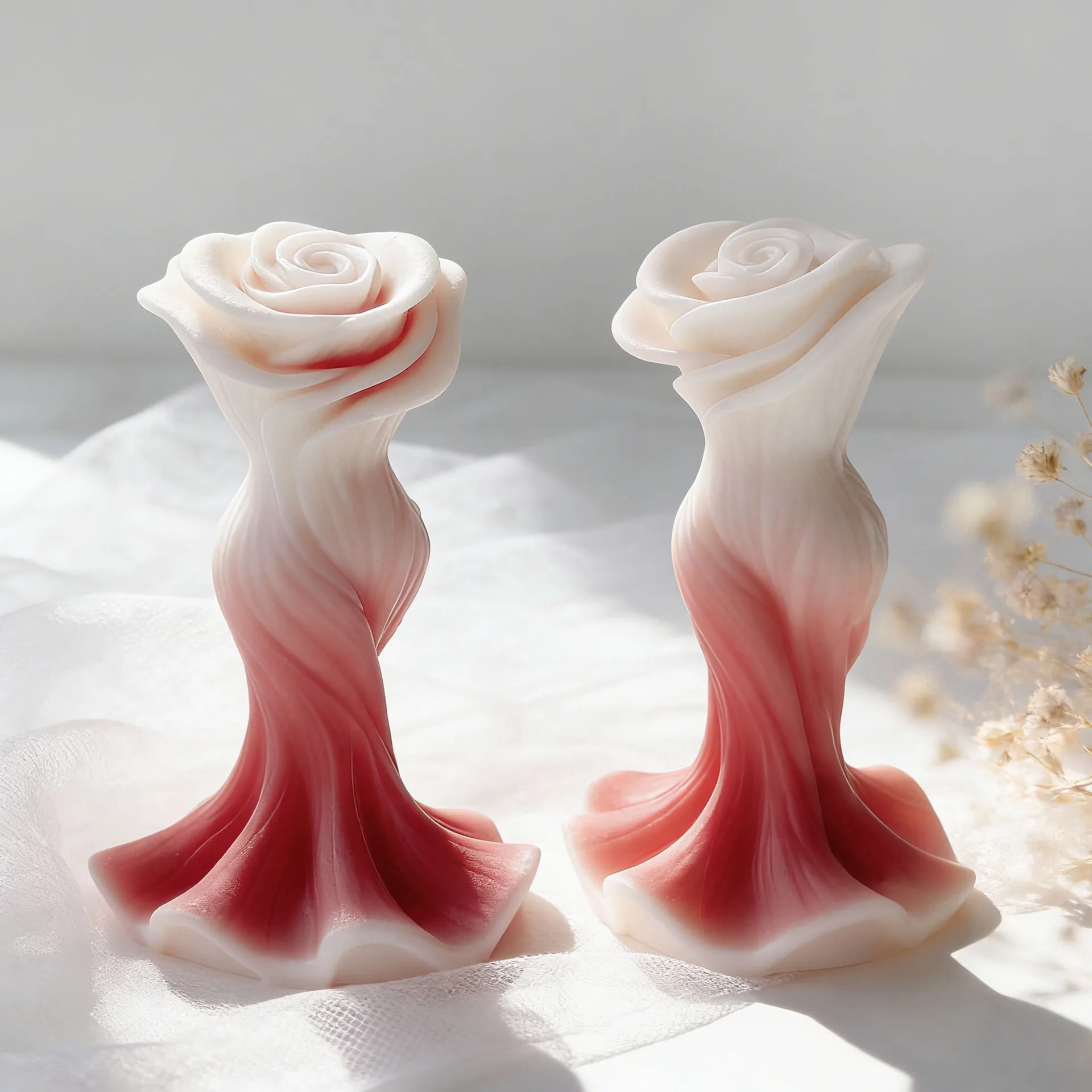 3D Rose Curve Floral Candle Silicone Mold DIY for Aromatherapy Plaster Wax Resin Diffuser Craft Home Decor Gift