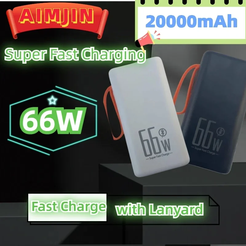 

20000mAh Power Bank 66W High Capacity Fast Charger Powerbank Externe Led Light Flashlight For Phone Laptop Batterie