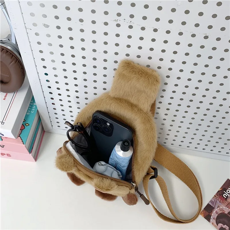 Capibara Leuke Schoudertas Cartoon Dieren Tas Capibara Ornamenten Borsttas voor Meisje Outdoor Fun Katoen Vakantiecadeaus Mode
