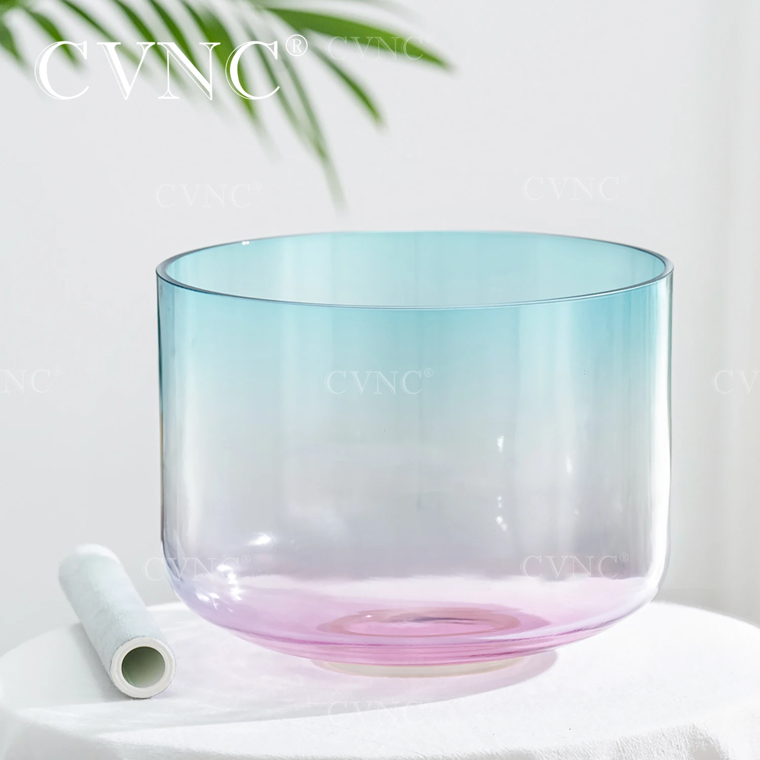 

CVNC 7 inch Celestial Symphony Clear Alchemy Quartz Crystal Singing Bowl 440/432hz for Sound Healing and Meditation with mallet