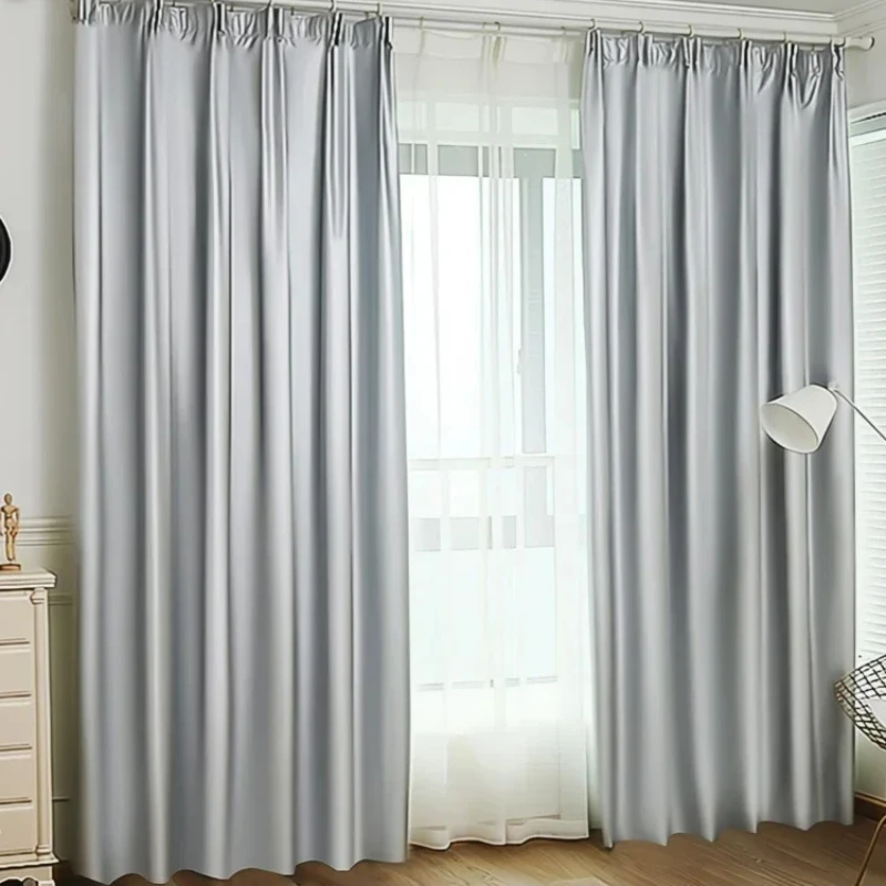 

Sunscreen Heat Insulation Double-sided Silver-coated Shade Cloth Curtain Full Blackout Curtain Cloth DIY (with S-Hooks)