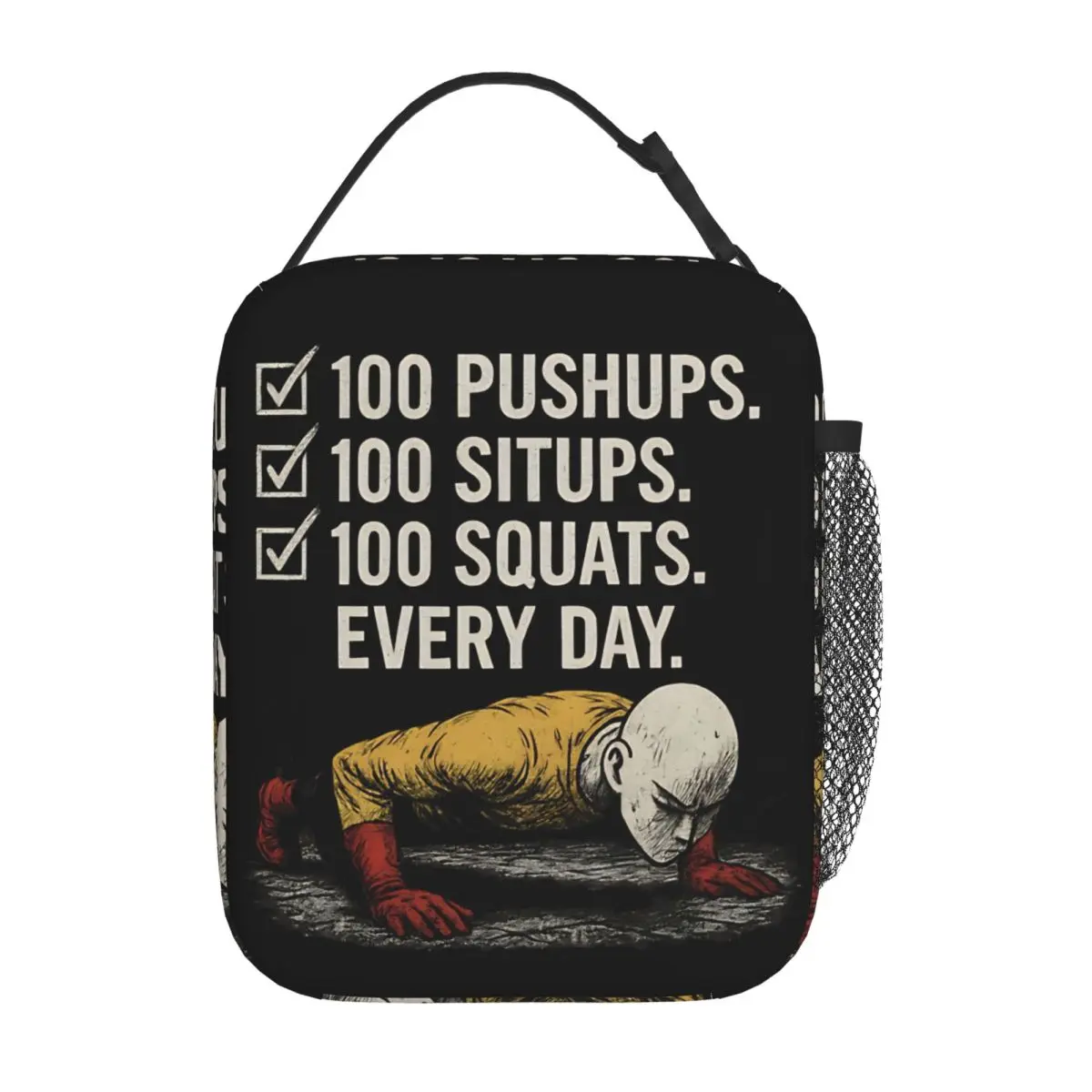حقيبة تبريد للغداء المعزولة 100 One Punch Man Workout 100 One Punch Man   حاوية الوجبات، صندوق غداء عالي السعة، حقيبة بينتو