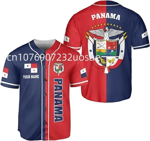 New Panama Flag Baseball Jersey 3D Printed Mesh Fiber Baseball Jersey Free Custom Name Top T-shirt Men\'s Street Apparel