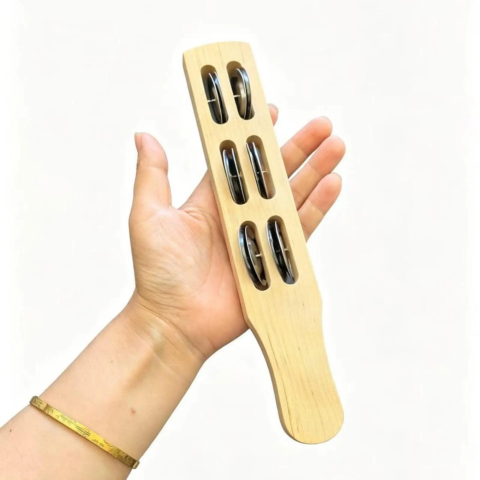 Hand Sleigh Bells Music Toy Wooden Percussion Instrument for Kids Birthday Christmas Home Decoration