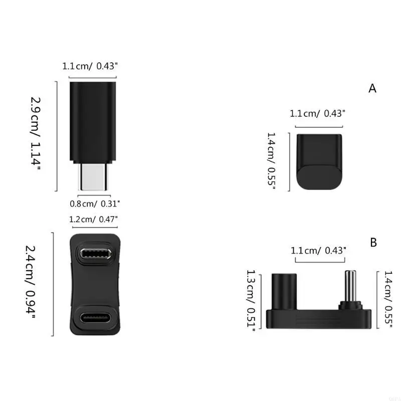 Q6PA 90 Degree USB C Type-C Extension Connector Male to Female for Steam Deck Phone