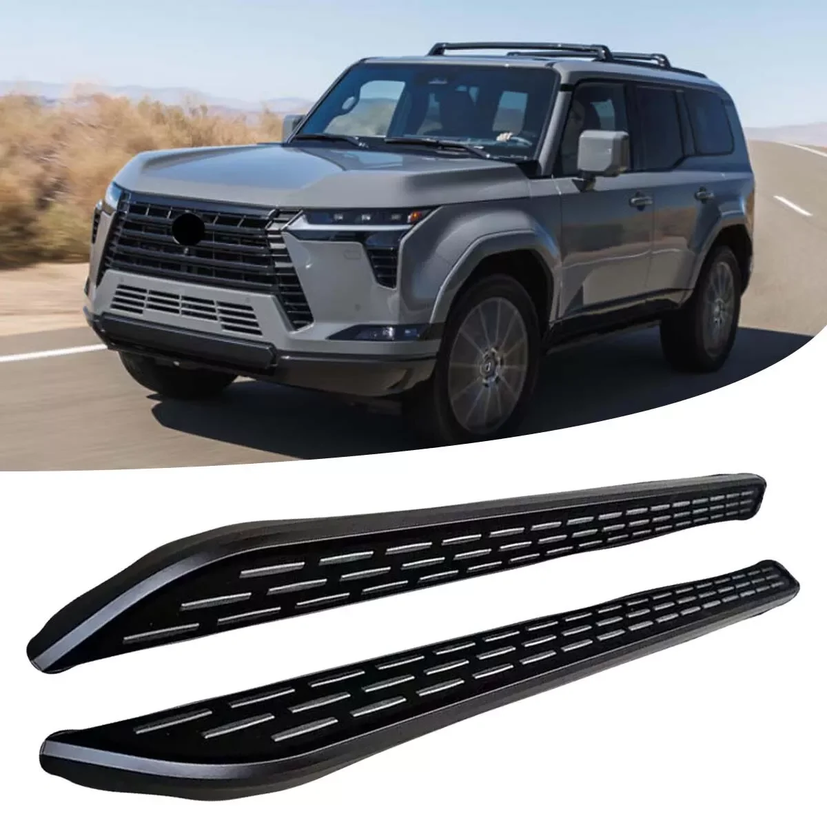 2PCS All Black Running Board fits for Lexus GX550 2024 2025 Side Step Nerf Bar