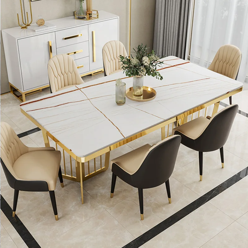 Fabricante de GuangDong, juego de sillas y mesa de comedor, sillas de mesa de comedor con tapa de piedra sinterizada, muebles de comedor, pino reciclado