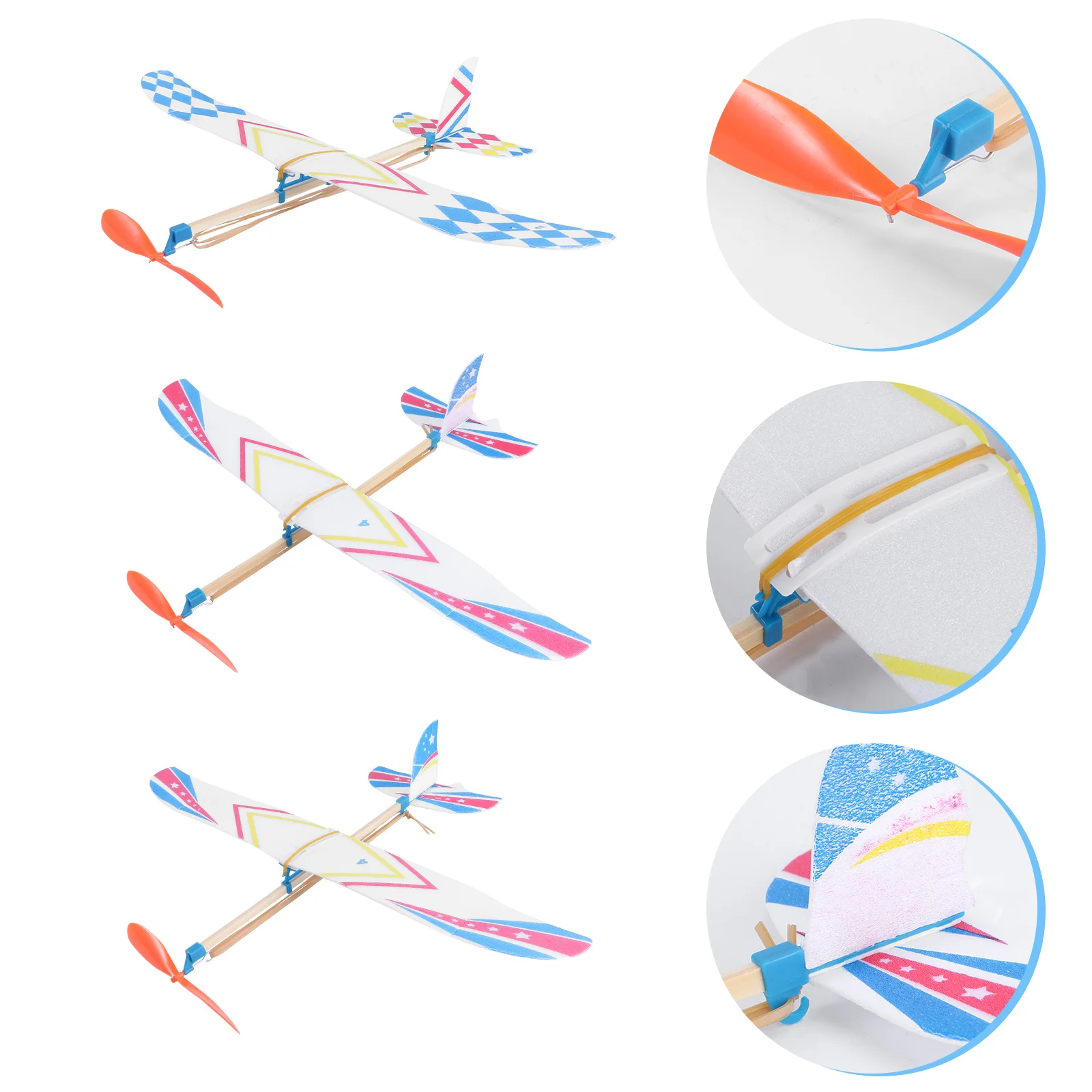 Puzzle Outdoor Rubber Band Powered Airplane Child Foam Educational Aircraft Toy Hand Double-sided Tape