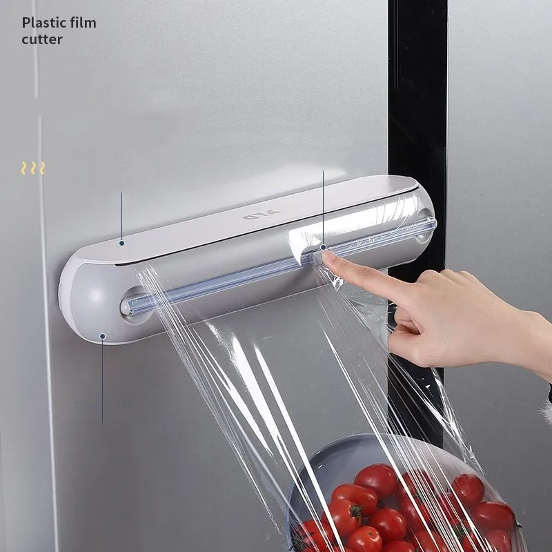 Kitchen Tin Foil Plastic Wrap Cutter Household Storage Rack Plastic Wrap Sleeve Magnetic Suction Cup Plastic Wrap Cutting Box