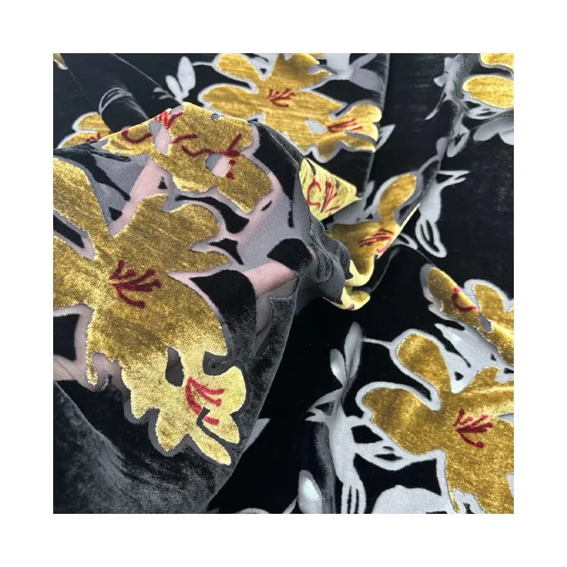 Silk multicolored velvet brocade and embossed fabric light luxury Chinese-style women's cheongsam